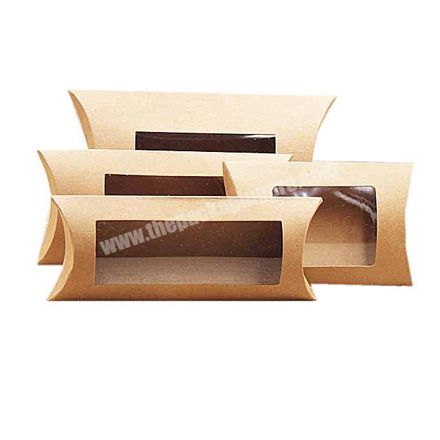 Wholesale custom made high-end bundles hair extension kraft brown pillow box with window