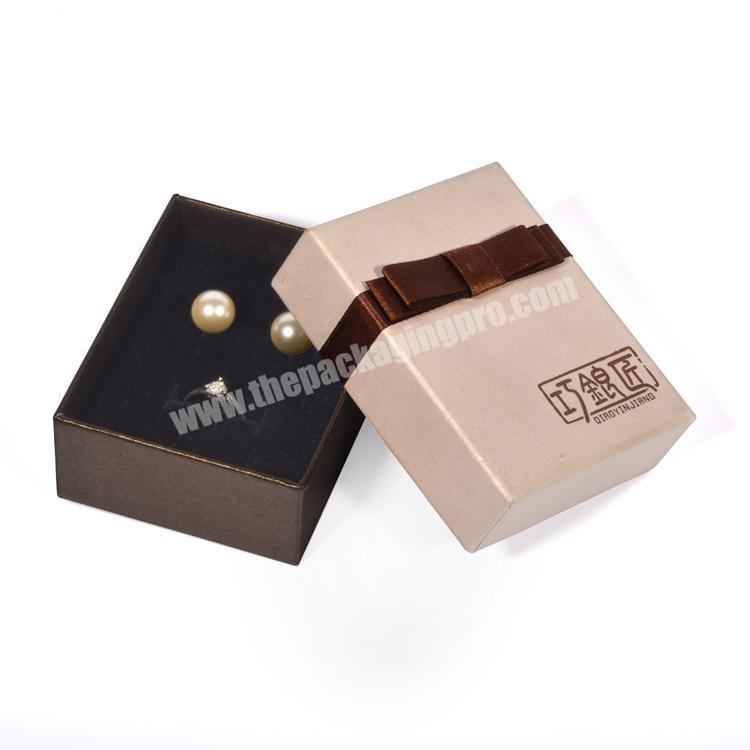 Small Square High Quality Customizable White Brown Lover Ring Earrings Packaging Box