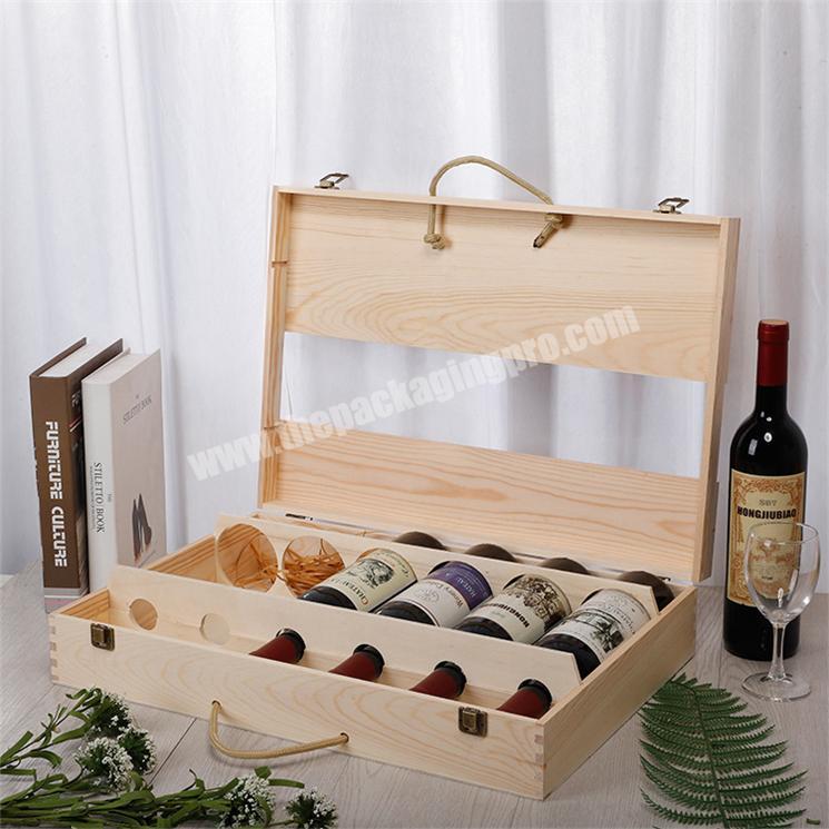 Luxury Custom Red Wine Packaging Wooden Wine Bottle Storage Box For Wedding