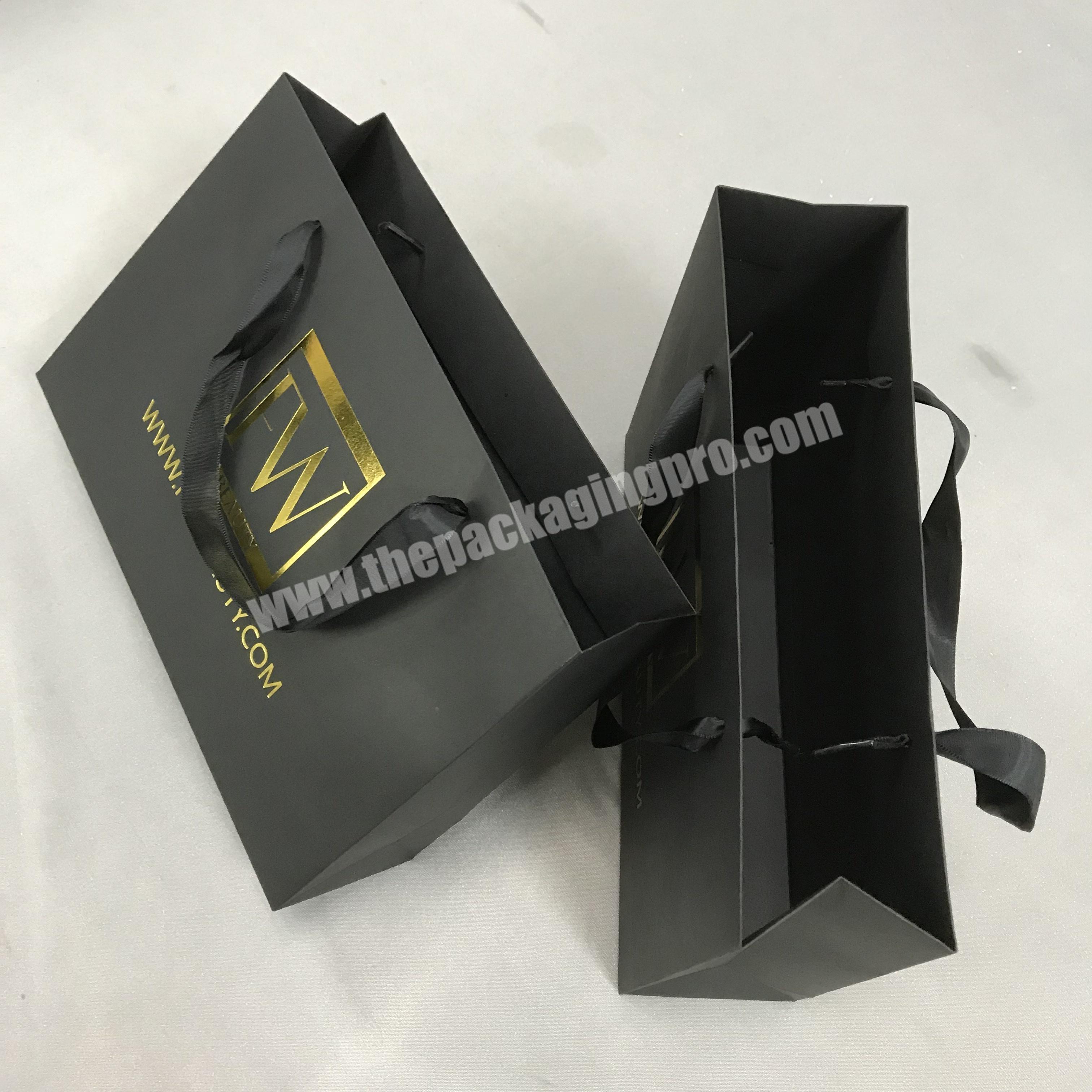 Black Suede Dust Bag With Gold Foil Logo Stamp
