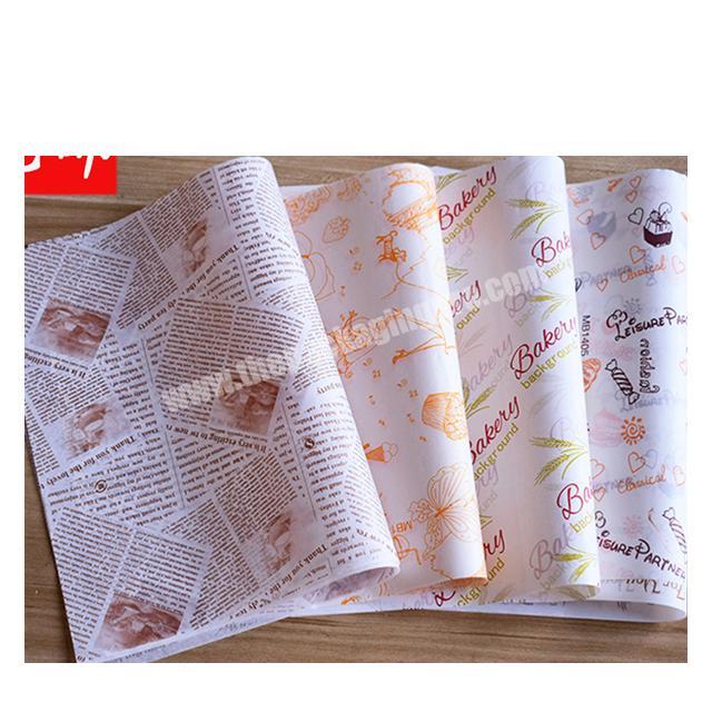 Factory wholesale food packaging paper fast food wrapping paper wax paper for hamburger fried chicken