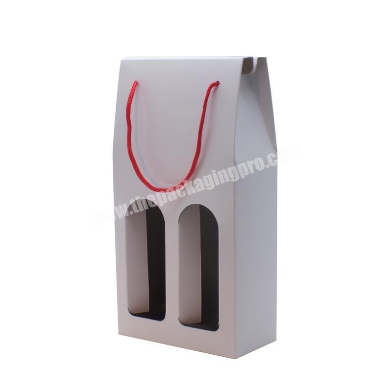 China manufacturers luxury 2 bottles pack wine box with handle