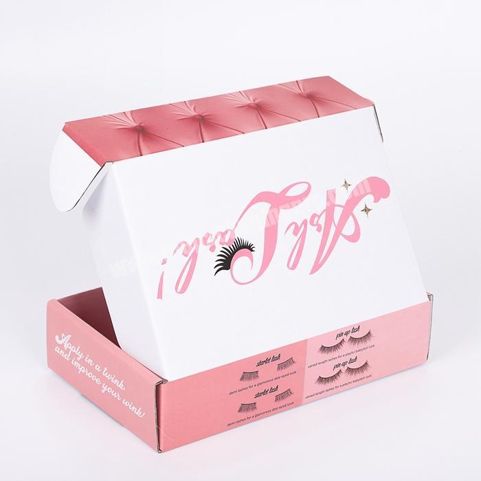 Factory supply biodegradable E flute pantone color luxury cosmetic packaging cardboard box with inside printing for eyelash