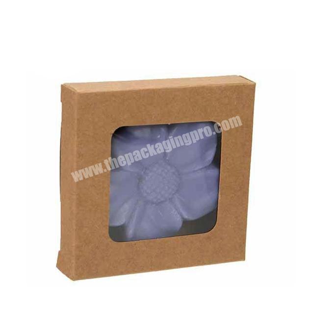 Custom size kraft brown cardboard empty paper packaging soap box with window