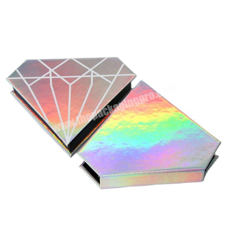 Wholesale Luxury Custom Holographic Pink Rose Gold Diamond Drawer Eyelash Packaging Box