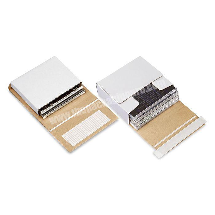 Self Sealing Recycled Corrugated Natural Kraft Paper Mailer Box Tuck Front White Pre-taped Shipping Packaging for Books