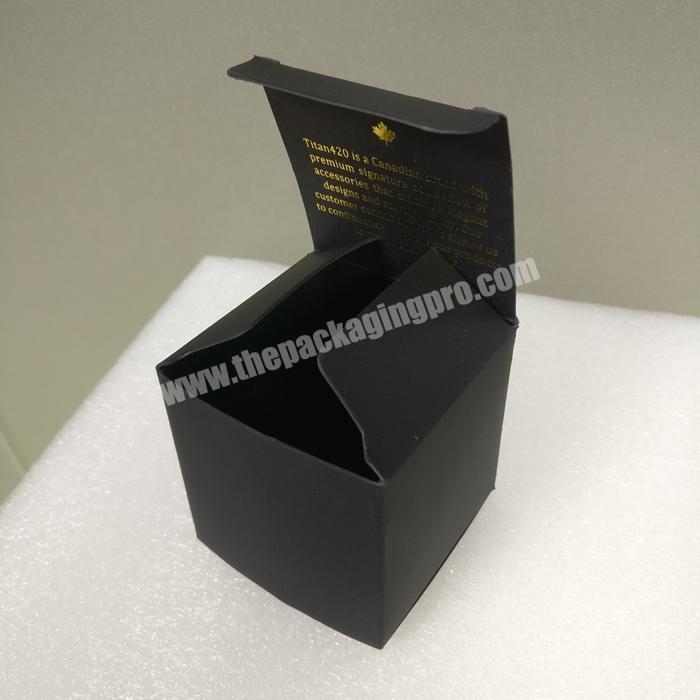 6x6x6 gold hot stamping printed soft touch black paper boxes square tube cardboard packaging for coffee and spice grinders
