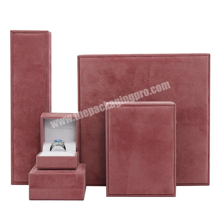 hot selling pink velvet jewellery box packaging plastic suede jewelry boxes