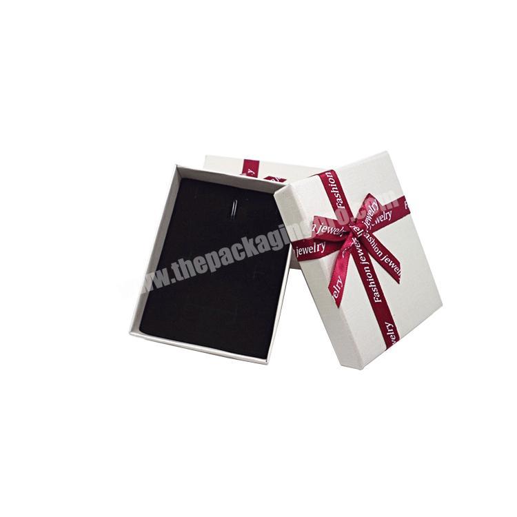 wholesale white custom logo paper necklace ring bracelet jewelry gift cardboard box with ribbon