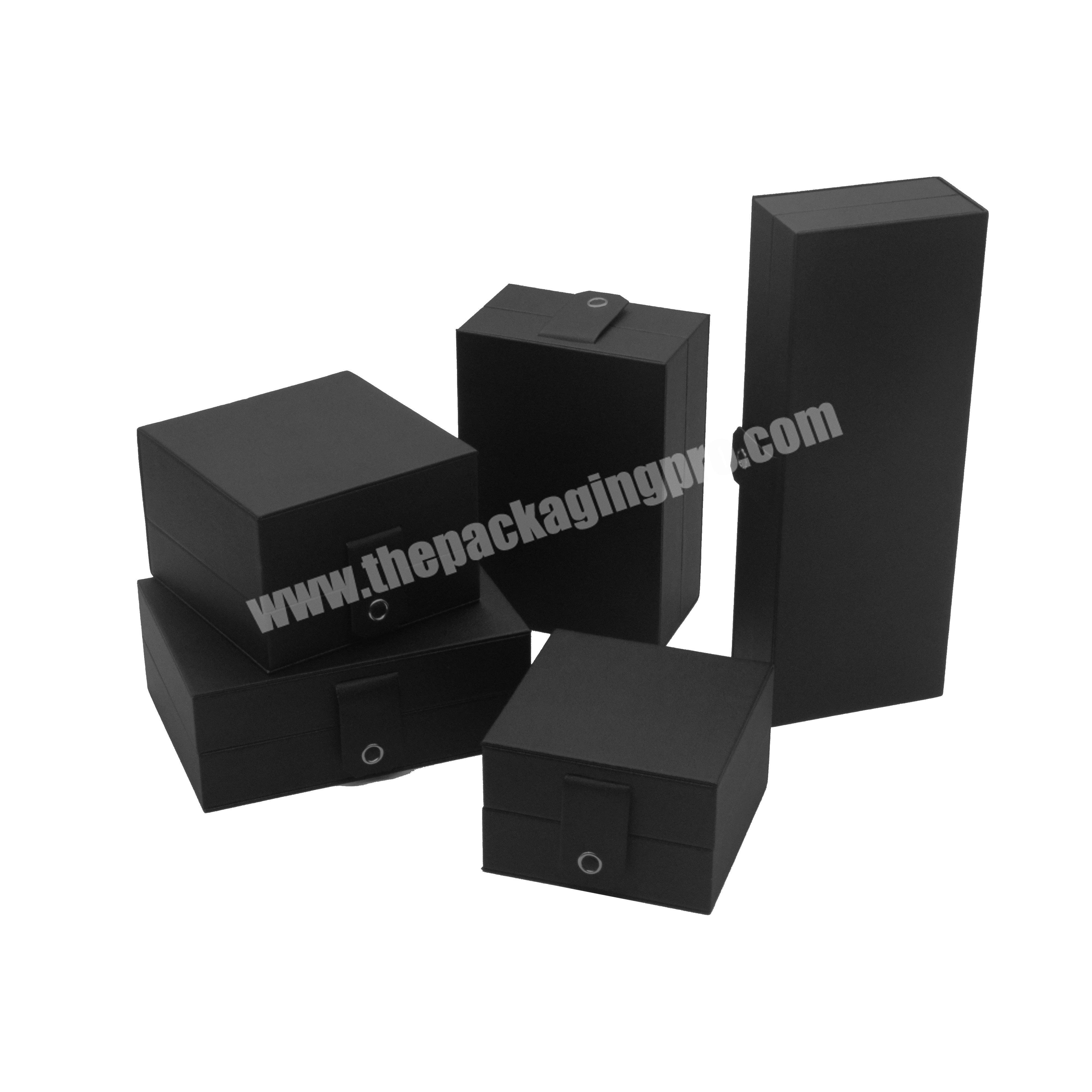 whole luxury button black jewelry gift box set pu leather jewelry packaging