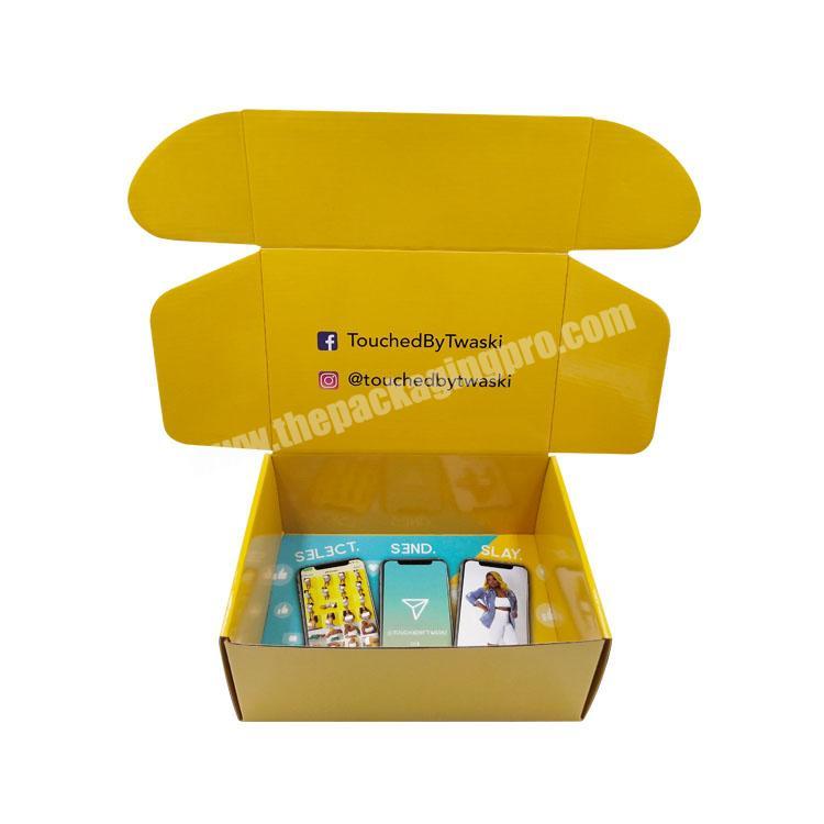 Custom yellow mailing boxes hair packaging boxes for wigs hair extensions