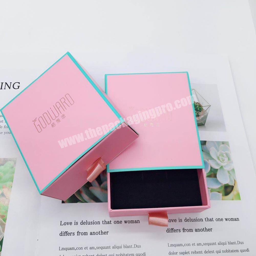 Elegant pink drawer box with logo hot stamping