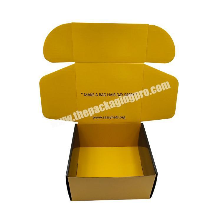 Printing Logo Luxury Glossy Corrugated Cardboard Packaging Paper Hair Extensions Shipping Gift Box For Hat Wigs Packaging Boxes
