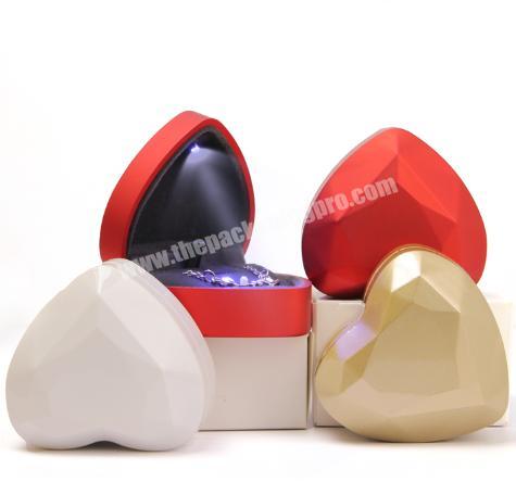 High Quality Romantic Heart Shape Wedding Marriage Proposal LED Ring Box Jewelry