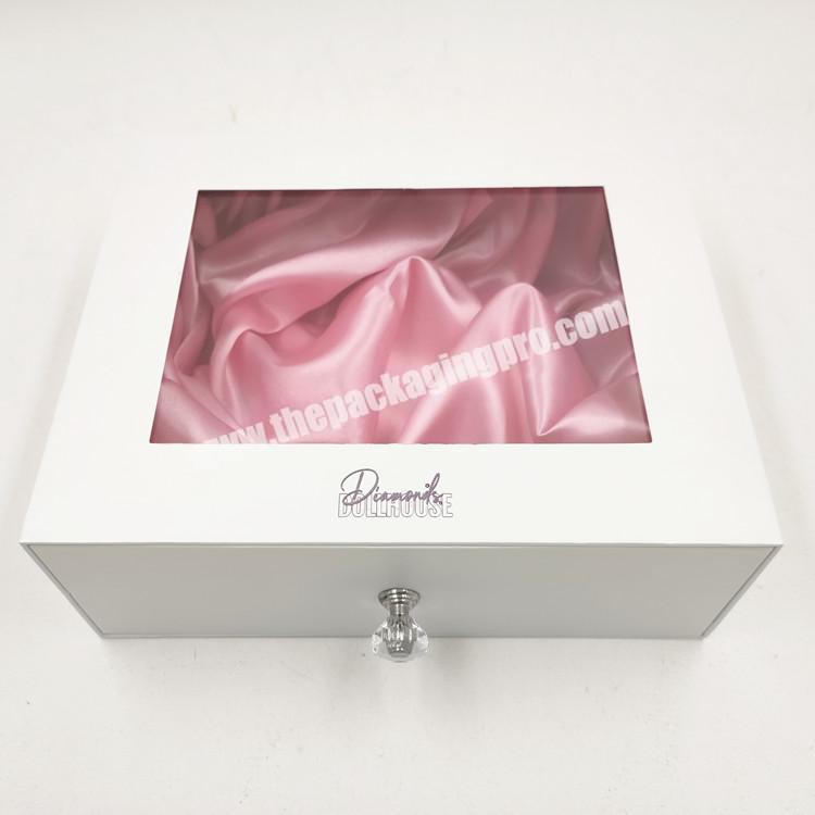Custom luxury paper sliding drawer box rigid boxes gift boxes with PVC window