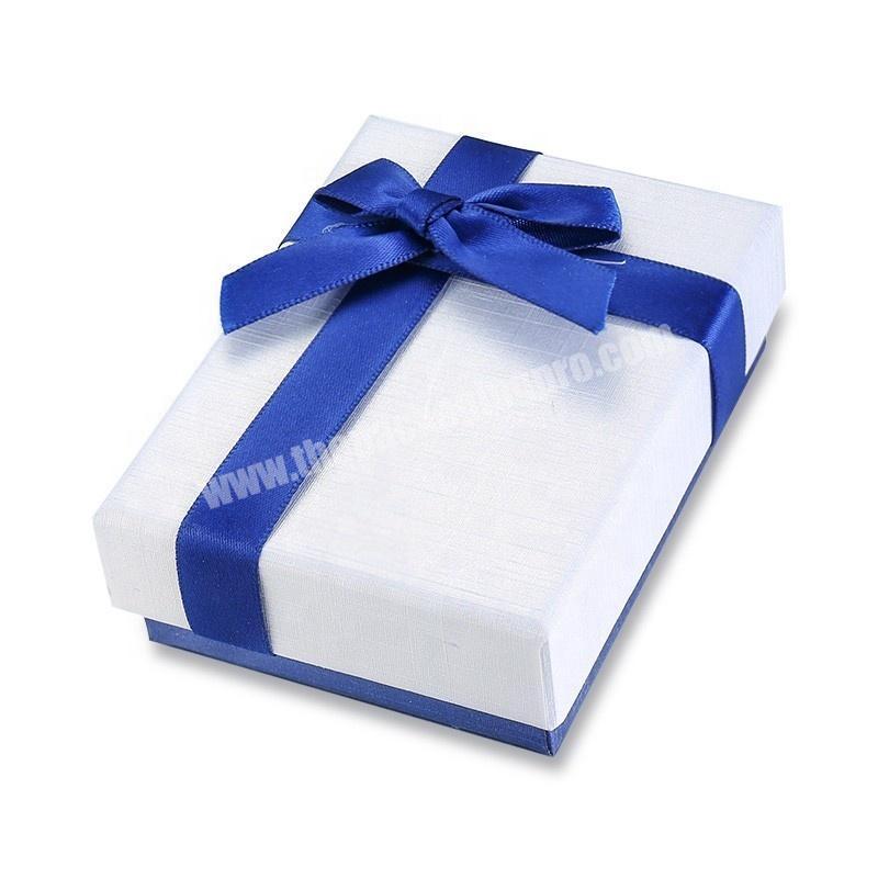 accept personal customized cradboard' gift packaging paper box with blue  ribbon cover