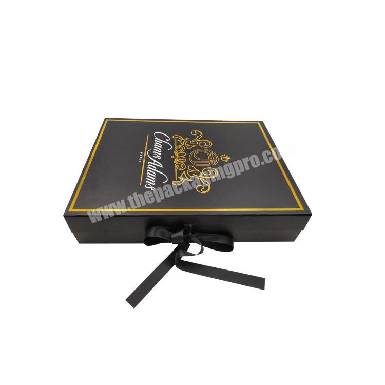 OEM black magnetic box packaging gift boxes with gold stamping foil for jewelry perfume bottles