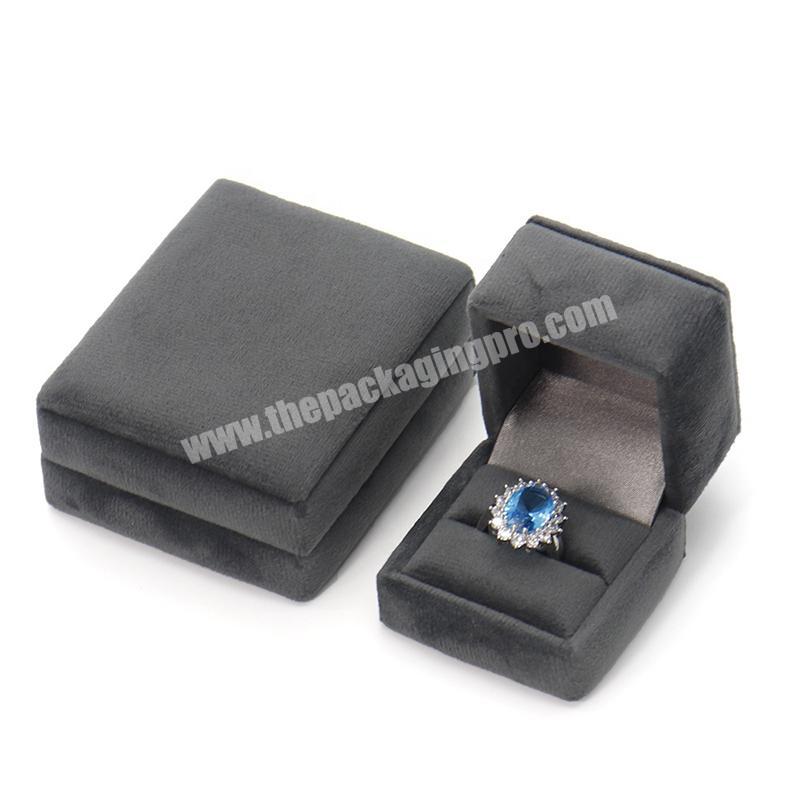 Luxury velvet logo custom cute ring grey jewelry gift box