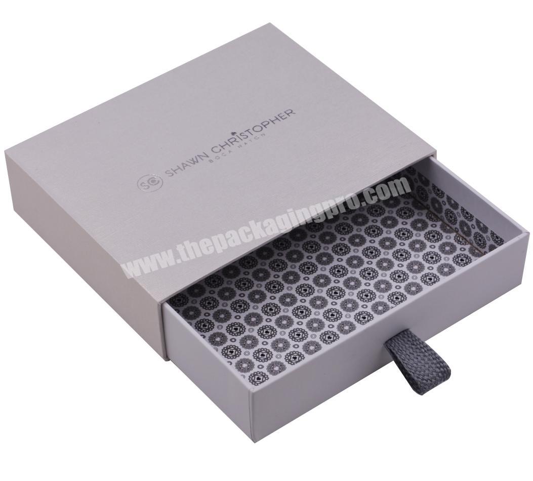 Custom silver foiling stamping logo cosmetic makeup box with pull-out drawer