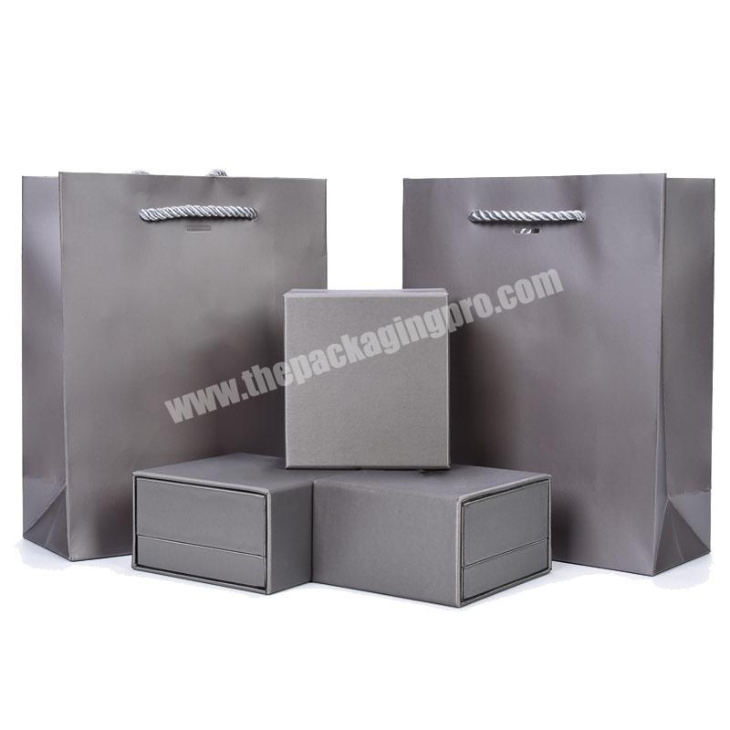 China Factory High Quality Luxury Custom Logo Gray Pu Leatherette Jewelry Box