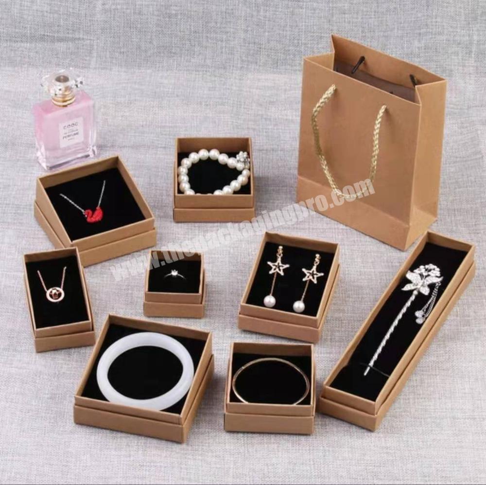 Low MOQ stock retail kraft gift paper box ring pendant for  jewelry