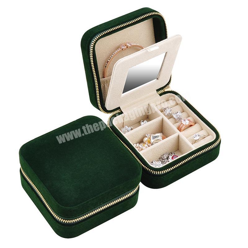 Private Logo High Quality Velvet Portable Small Travel Jewelry Box