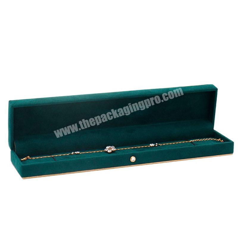 Vintage green custom logo velvet necklace bracelet jewelry set box