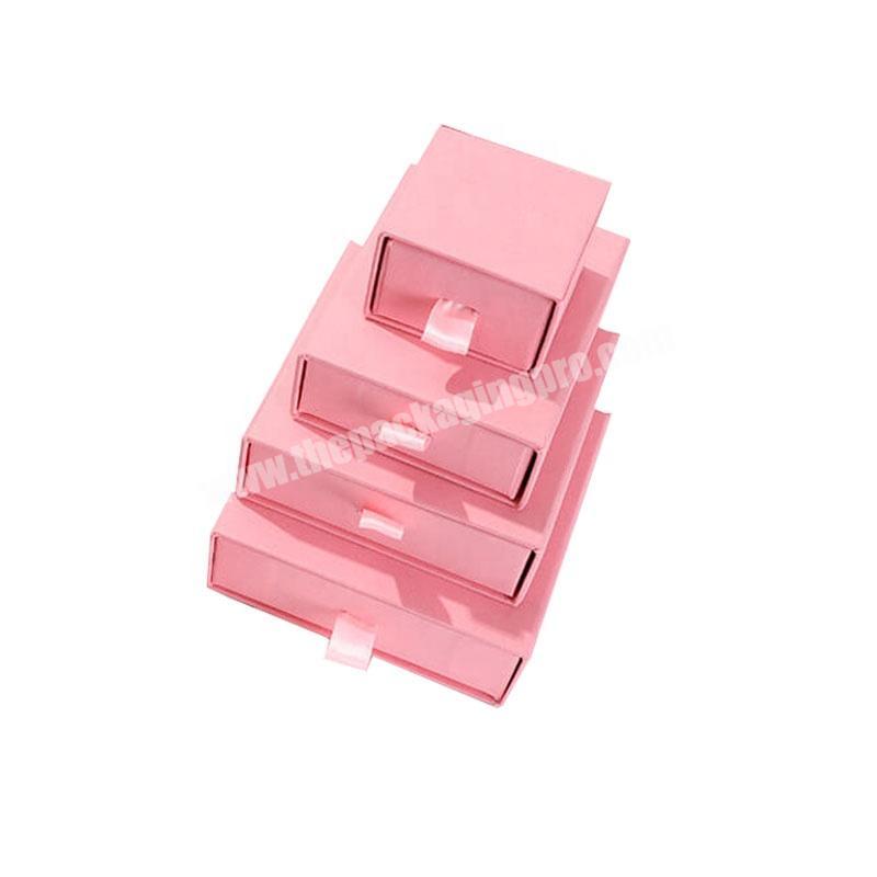 cheap Luxury pink cardboard paper jewellery box necklace pink packaging jewelry box with drawer