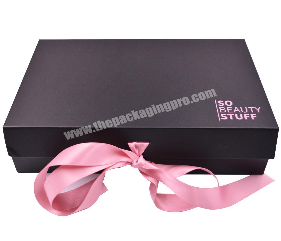 Custom matte black luxury skin care product set packaging box magnetic gift box