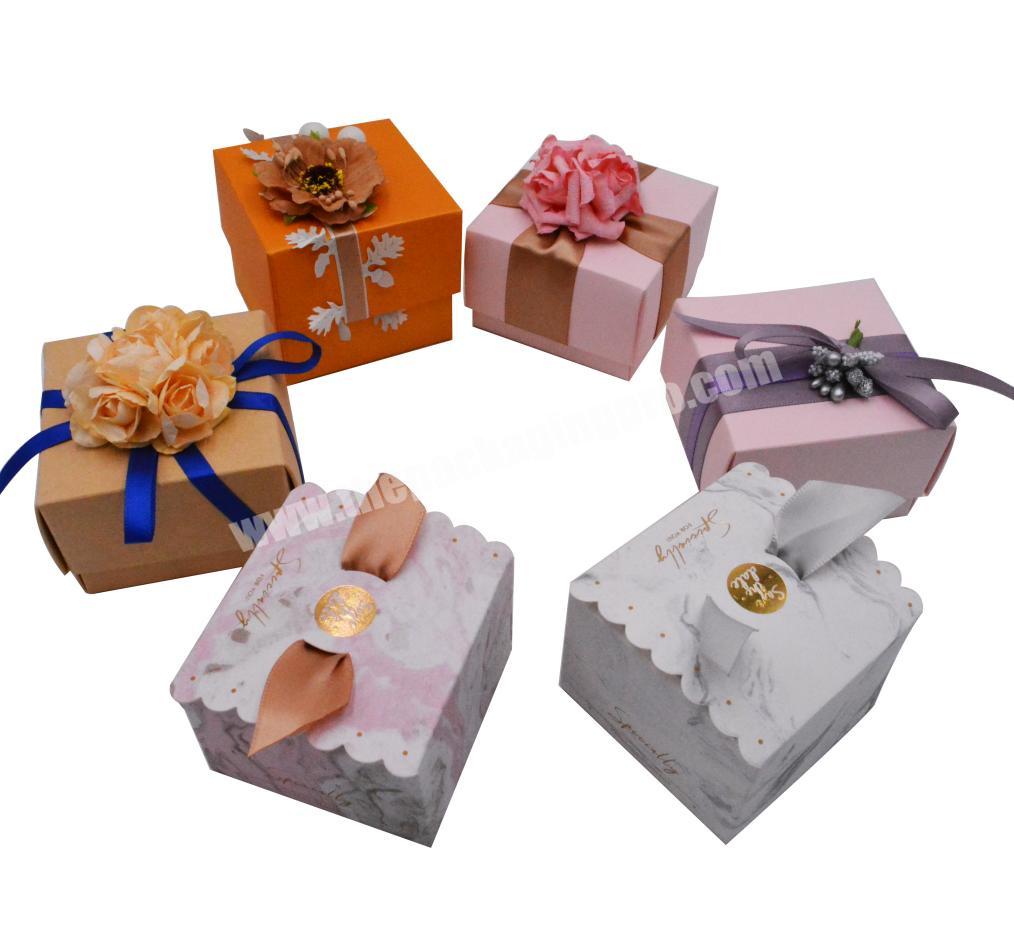 custom made small folding dessert cake box paper bow tie gift box