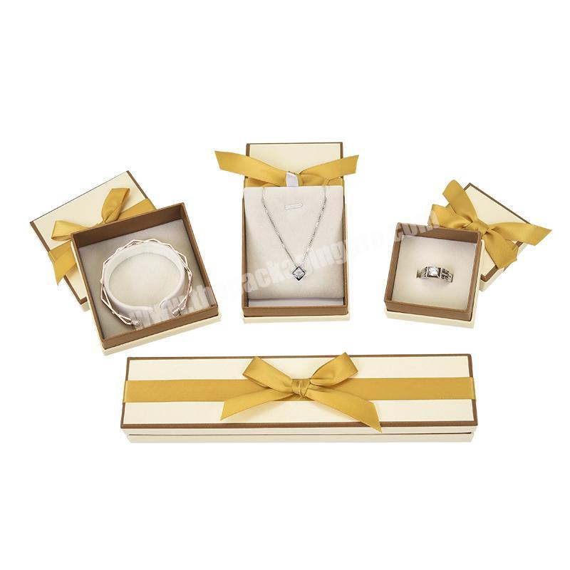Beautiful superior quality jewelry packaging box custom jewel ring necklace bangle gift paper  jewlery' box with ribbon