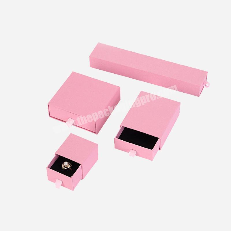 Custom logo wholesale pink slide drawer paper cardboard box for jewelry