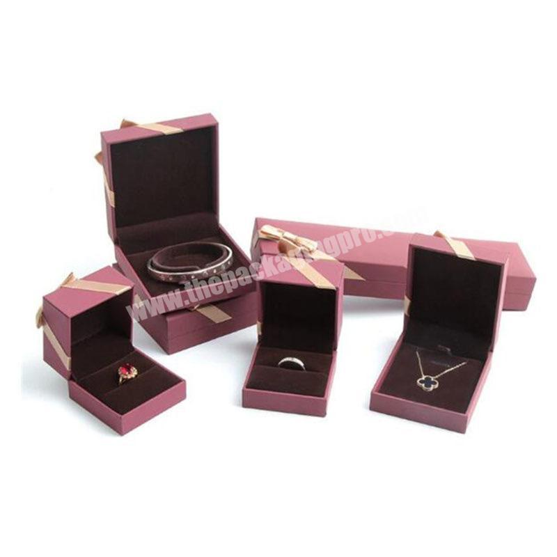 Wholesale personalized ribbon bowknot pink jewelry box  necklace ring packaging