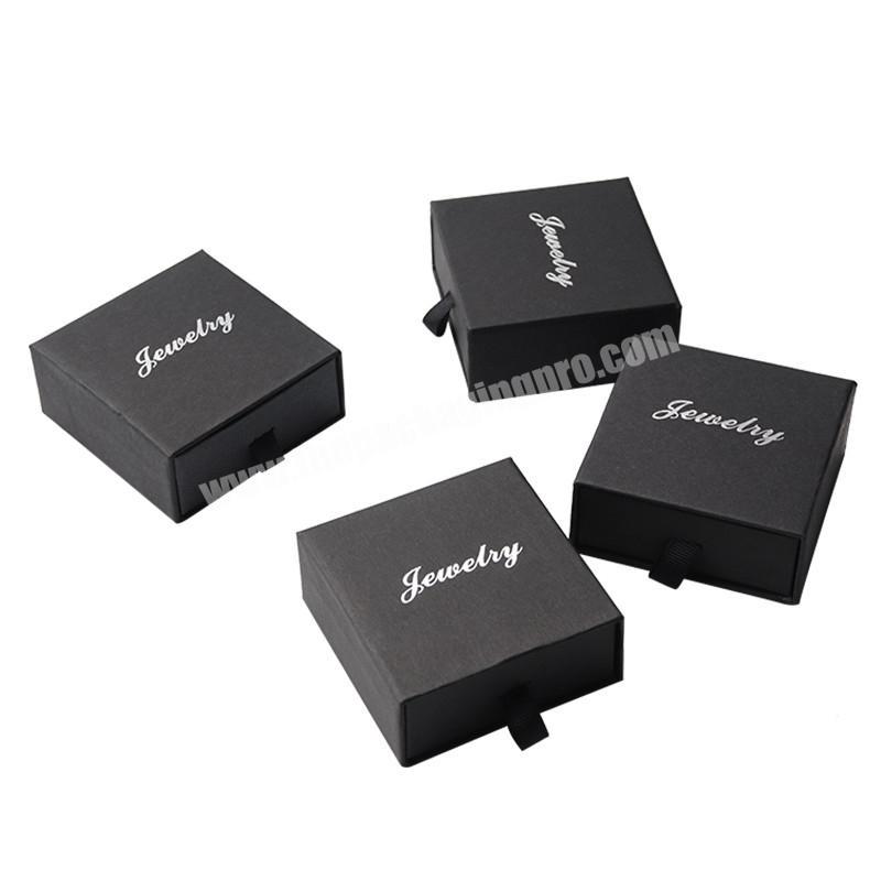 Luxury custom logo black paper cardboard drawer jewelry packaging box