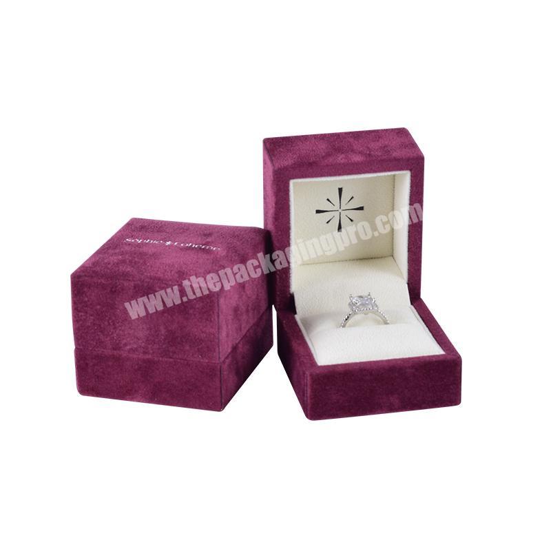 Elegant purple jewellery boxes velvet ring jewelry box with custom logo
