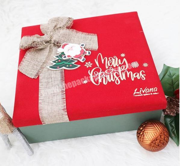 Christmas Handmade Recycle Paper Material Eco Friendly Custom Logo Lid and Base Box For Cosmetic Makeup Packaging Gift Boxes
