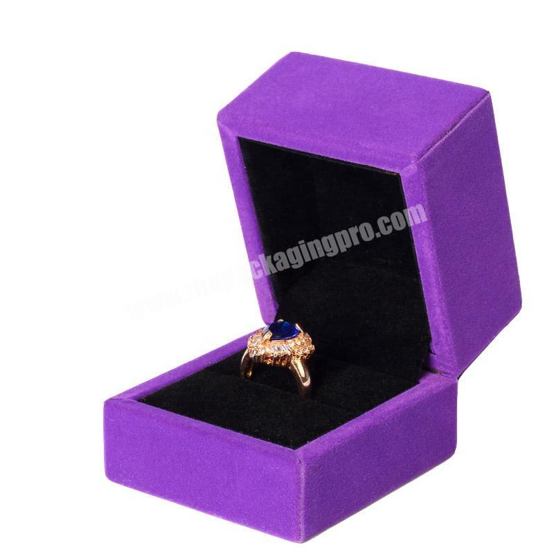 Factory direct purple black and logo square velvet ring packaging custom jewelry box with logo custom logo