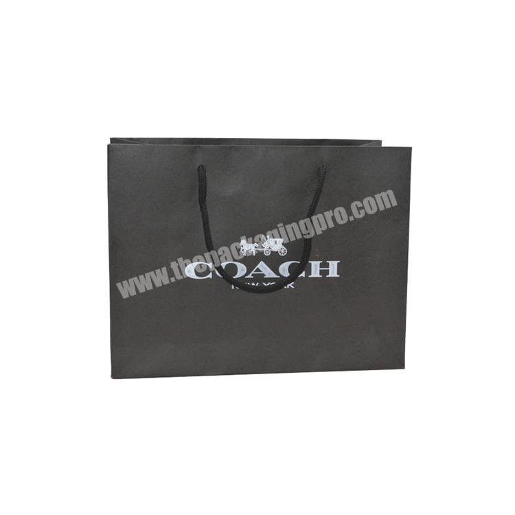 Custom matte black paper hanging clothing bag shoe bag with rope handles