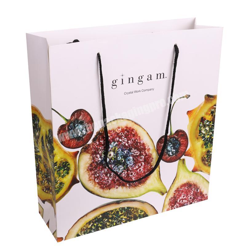 High Quality Shopping Carry paper fruit packaging bag with logos print