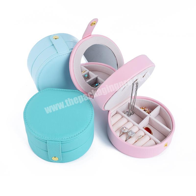 customize individual high quality PU leather travel portable jewelry case with mirror many compartments