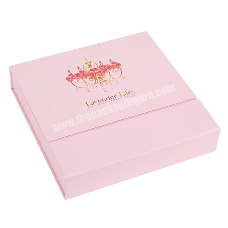 Pink luxury paper gift jewelry magnetic box packaging with custom logo