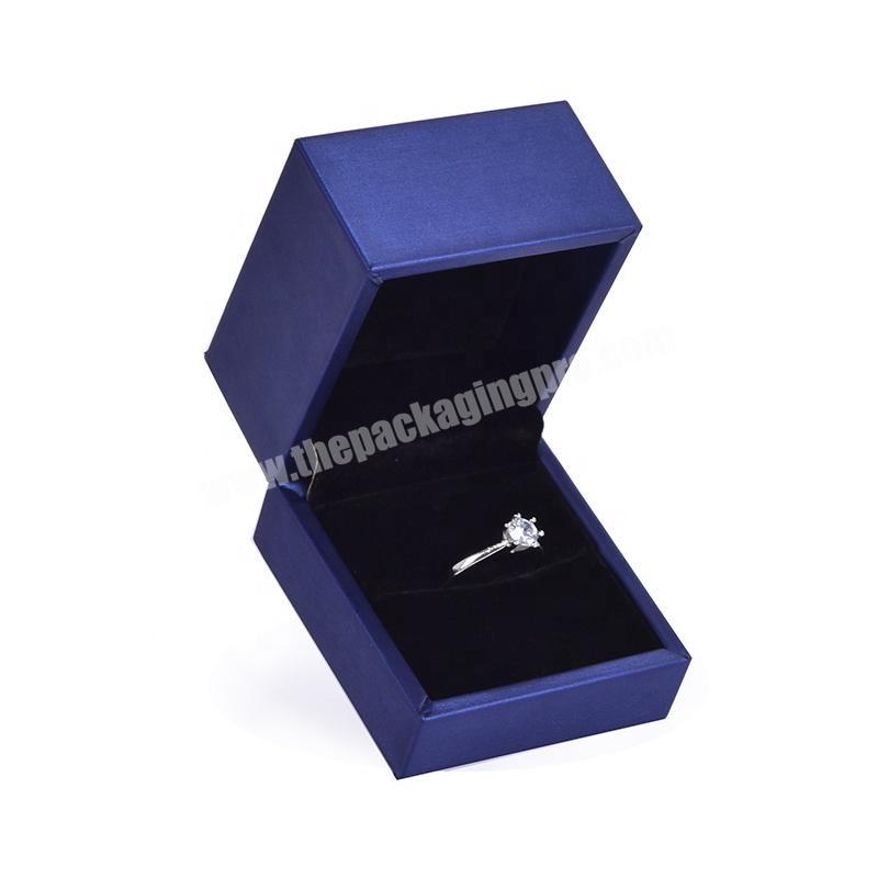 Luxury Blue Custom Wedding Jewelry Ring Package Faux Leather Jewelry Box
