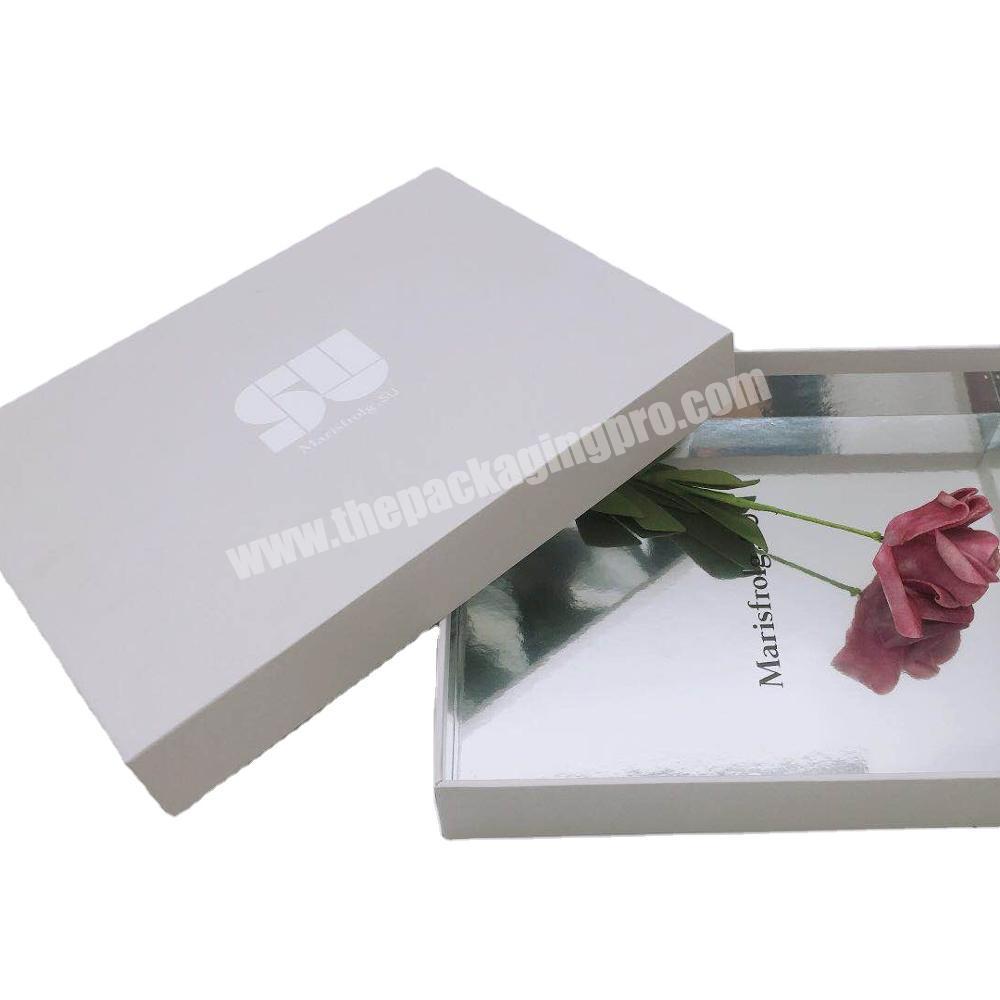 Grey Box with Customized logo and silver paper insert Hot selling gift box