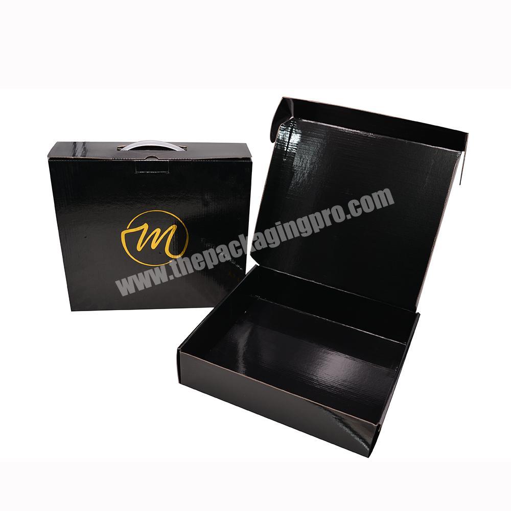 YIZHOU Best Selling Shipping Paper Packing Packaging Boxes Black Small Cardboard Corrugated Box With Handle For Shoes