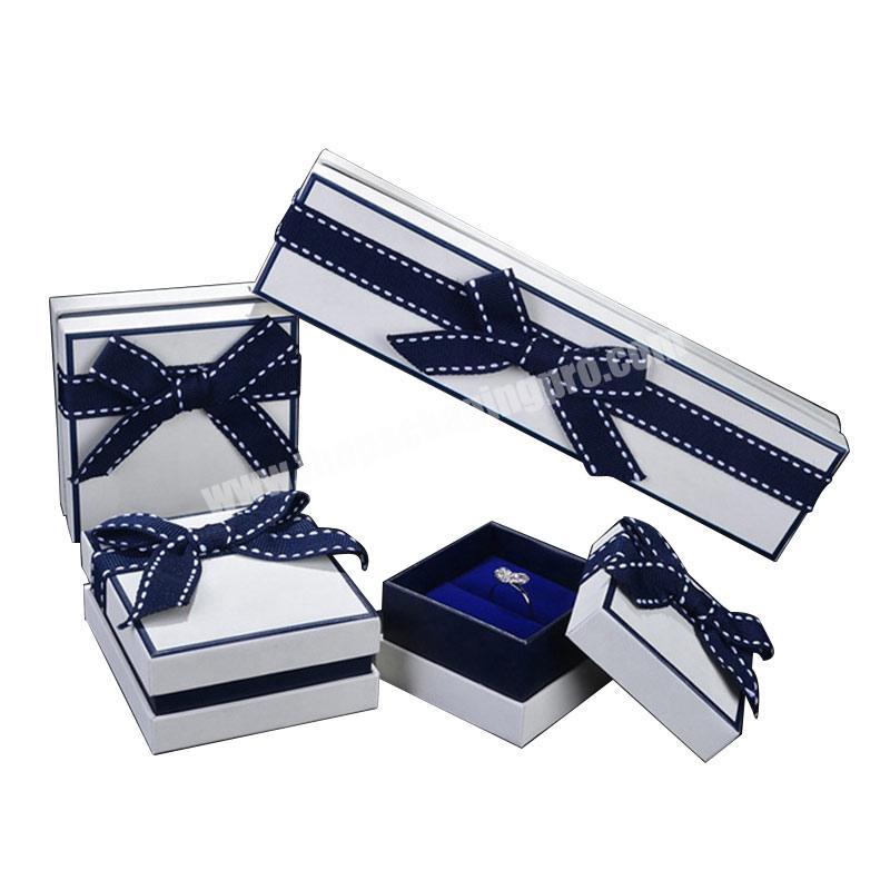 Jewelry packing logo printing ribbon bow set paper jewellery box