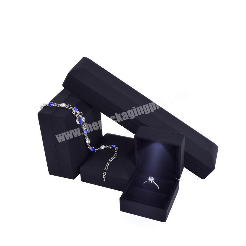 wholesale high quality black led light jewelry ring necklace packaging box for jewellery
