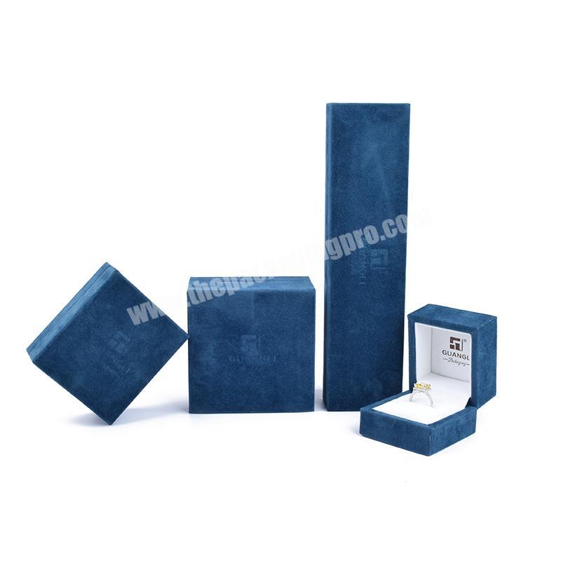 Hot Selling Fancy Blue Velvet Custom Printed Gift Luxury Square Jewelry Box