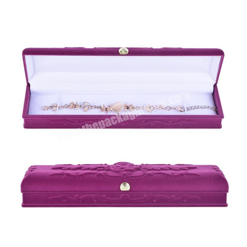 Luxury Unique velvet custom logo embossed jewelry packaging box
