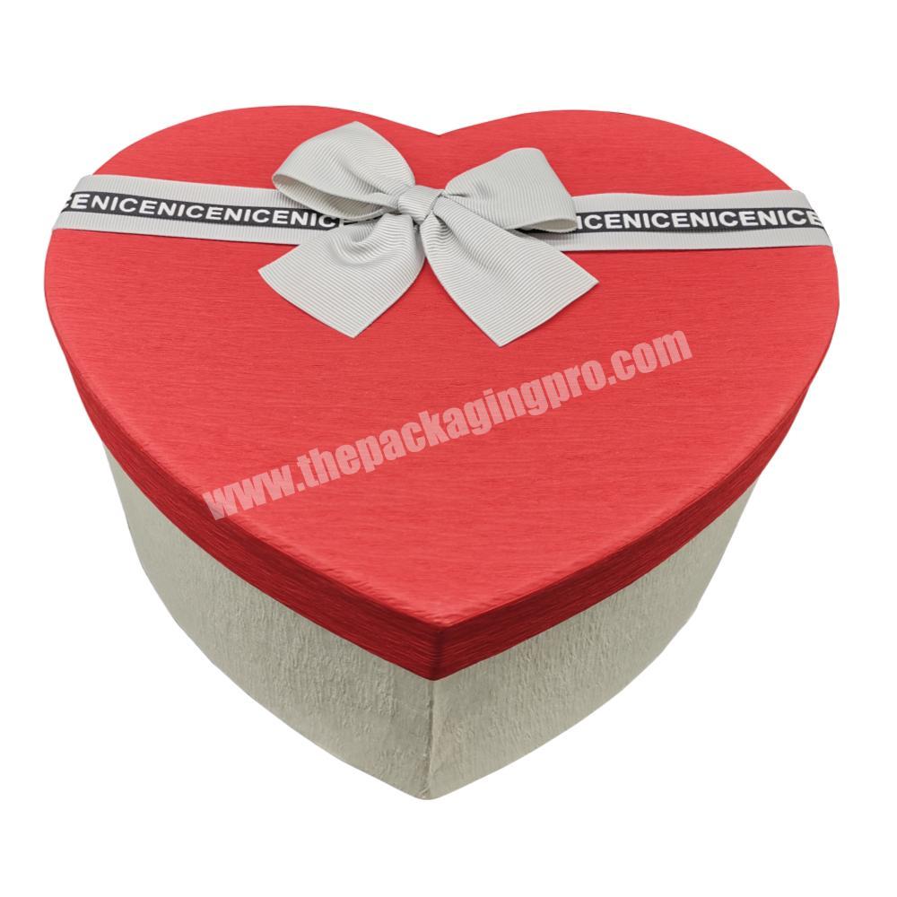 Unique Heart Shaped Rigid Cardboard Paper Gift Storage Packaging Box With Ribbon For Gifts