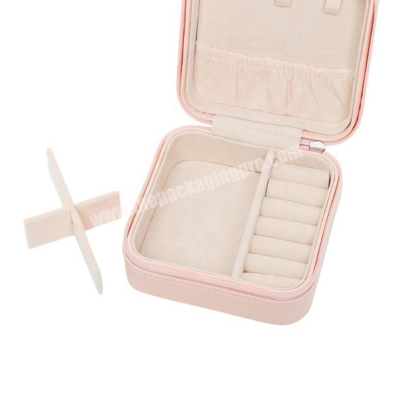 Hot sale PU Leather Small Travel pink fashion style storage box for jewelry